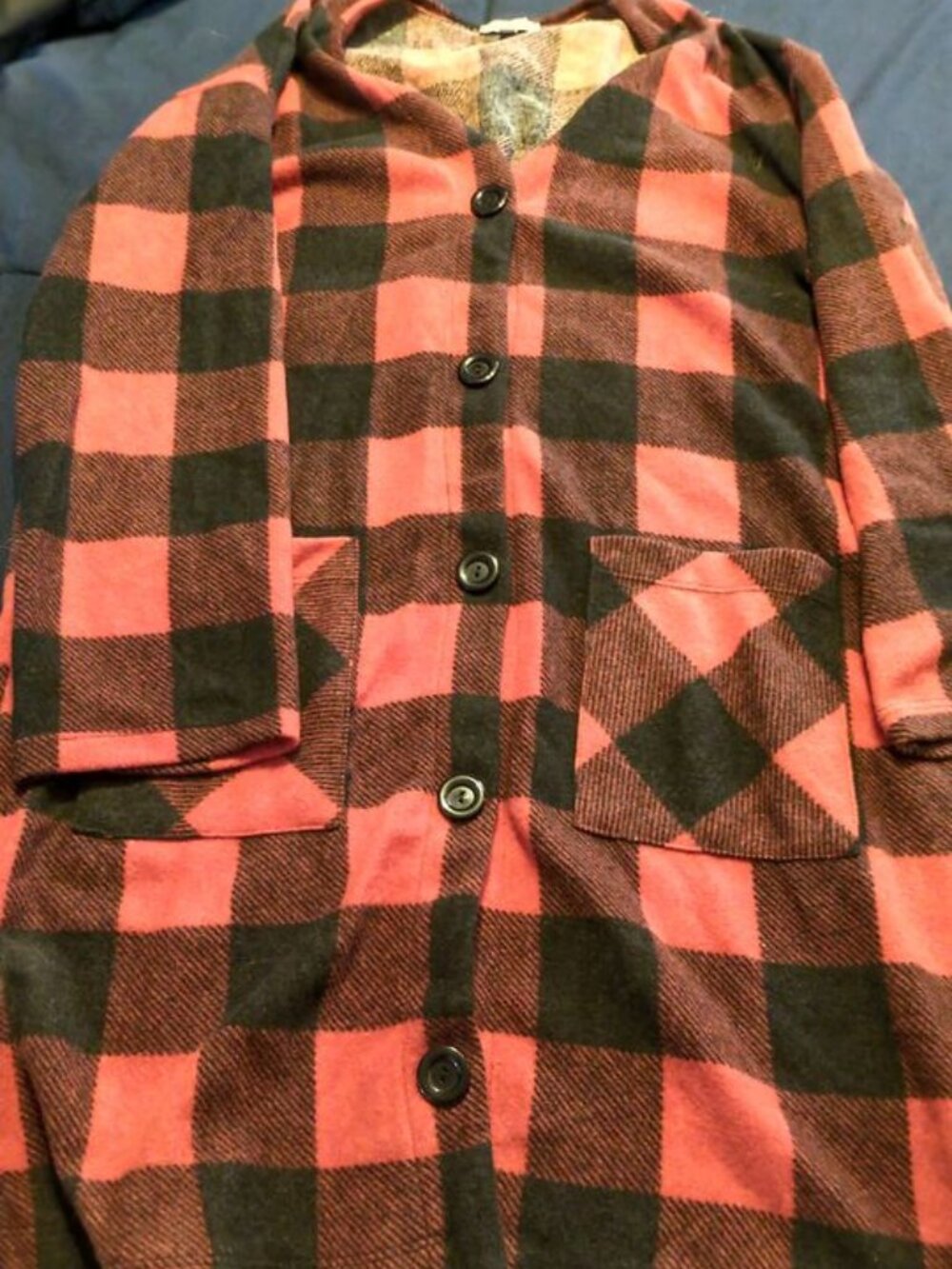 Soft Plaid button up long cardigan by White Birch, sz L